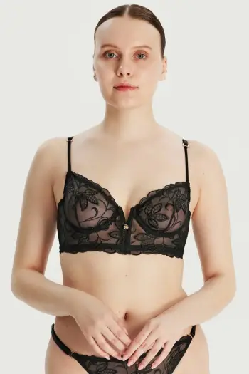 Bustier Gaia i zi me qëndisje, Jumeon
