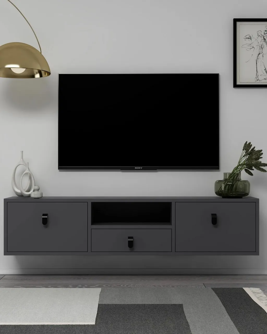 Komodë TV Skye Decor, anthracite, 1309-DROP-1 - 1