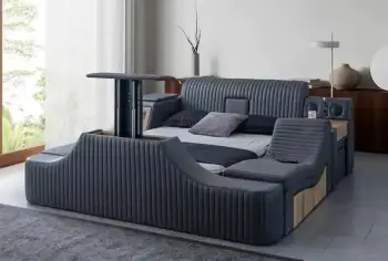 Krevat dopio me funksione të mençura, ngjyrë e zezë, Skye Decor