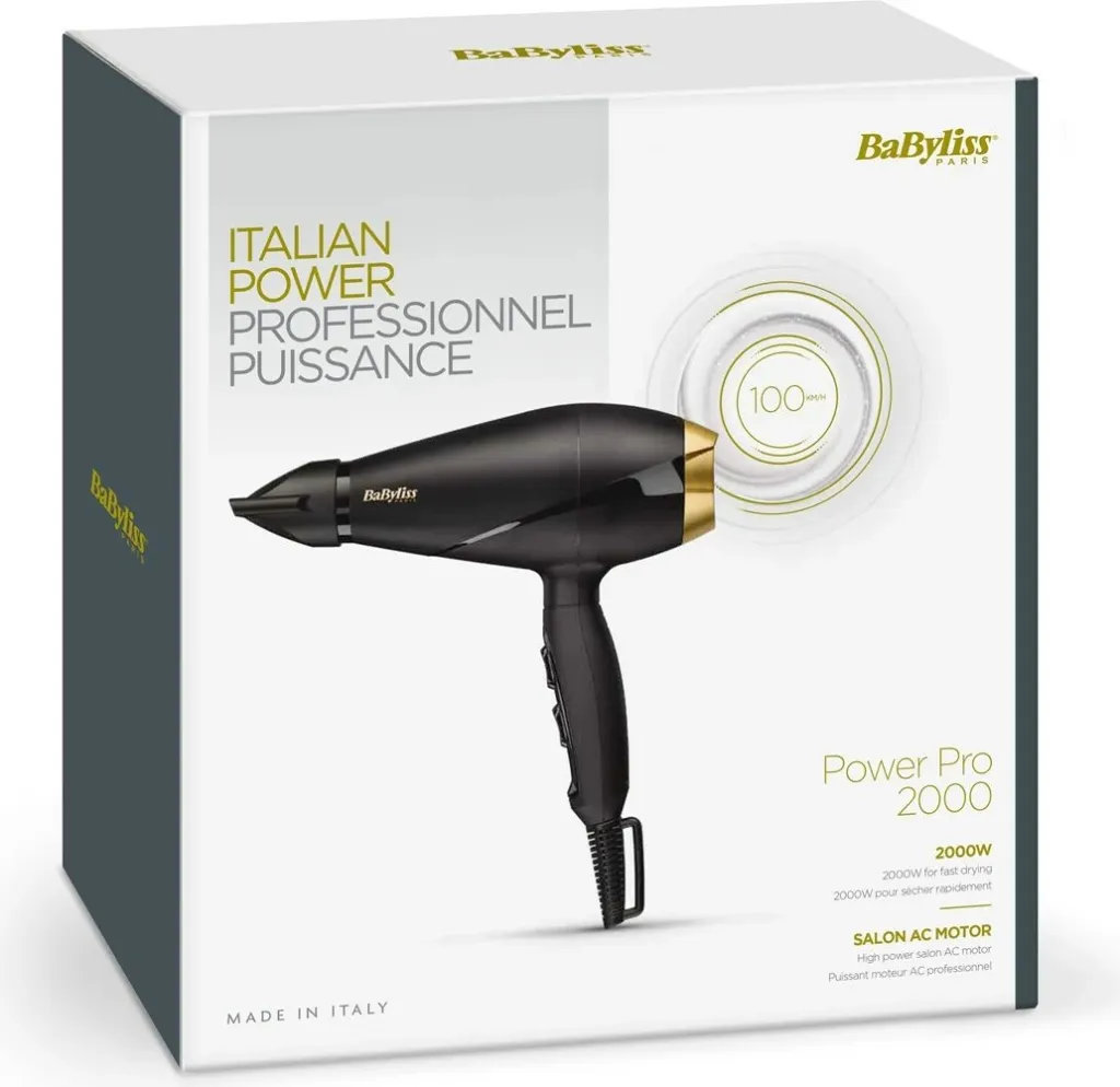 Tharëse për flokë Babyliss, 2000W, e zezë - 2