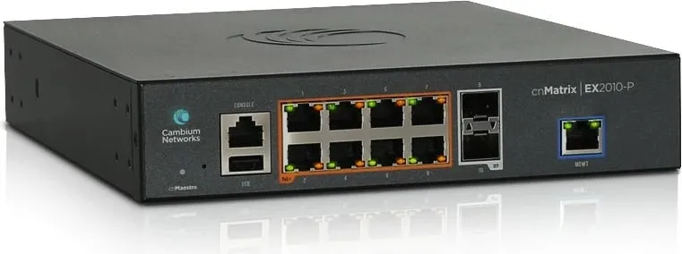 Switch Cambium Networks cnMatrix EX2010-P, Managed, L2/L3, Gigabit Ethernet, PoE, Rack mounting, 1U - 1