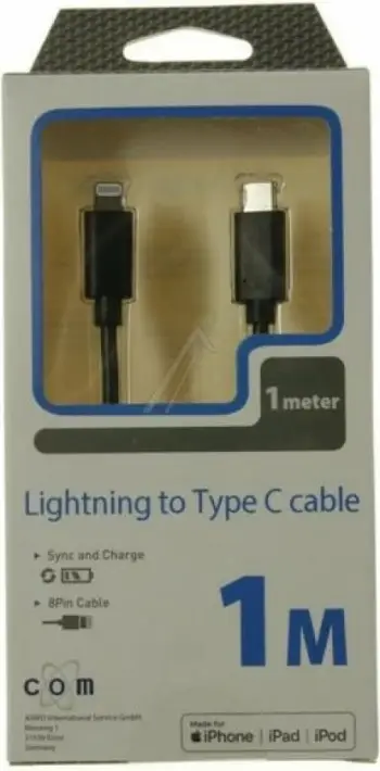 Adapter kabel origjinal nga firma COM per iPhone Lightning ne USB C, gjatesia 1m