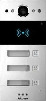 Interkom video Akuvox R20BX3, tre butona, lexues kartelash