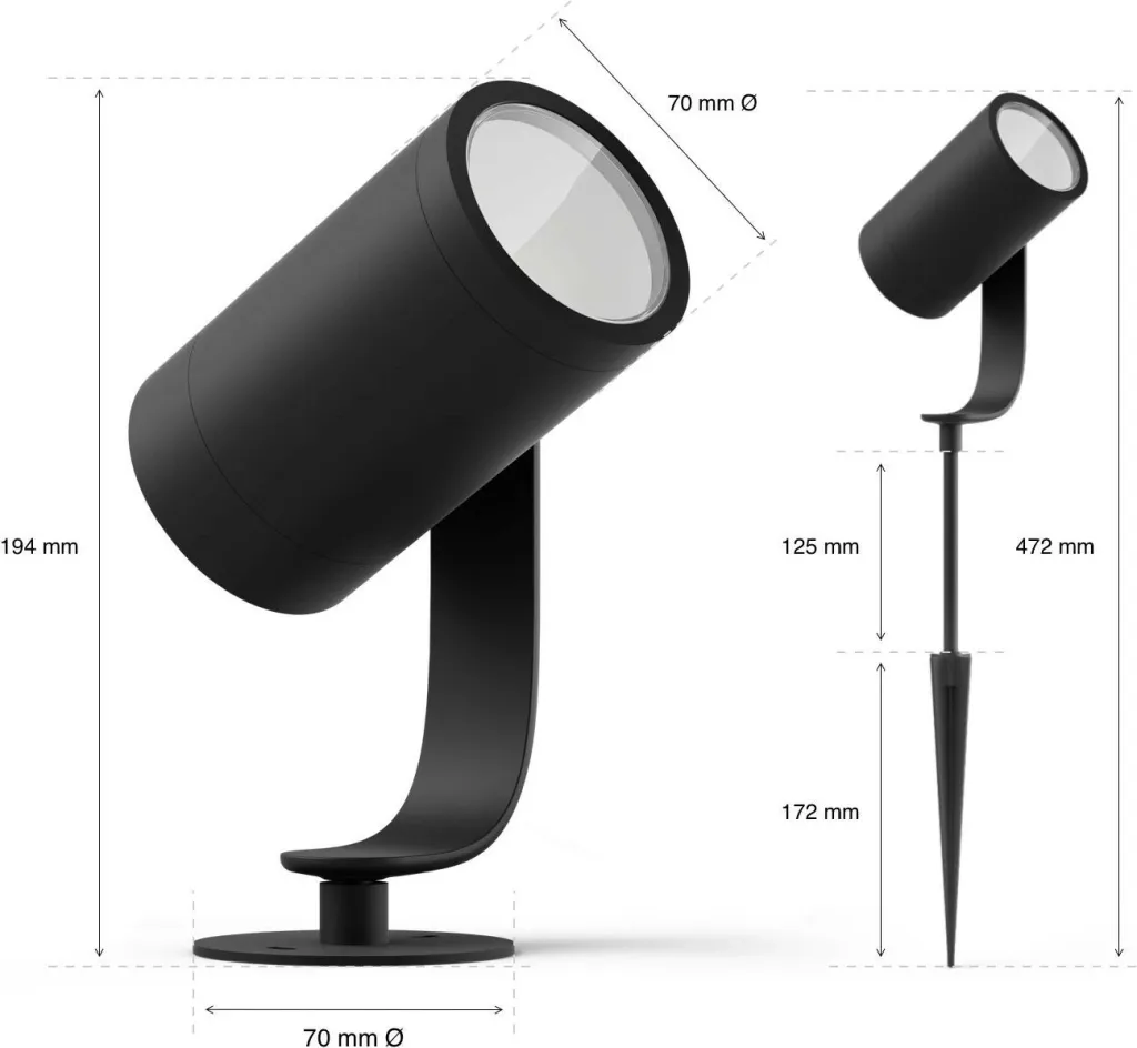 Dritë spot Philips Hue Lily Outdoor, Smart, LED, Alumini, E zezë - 7