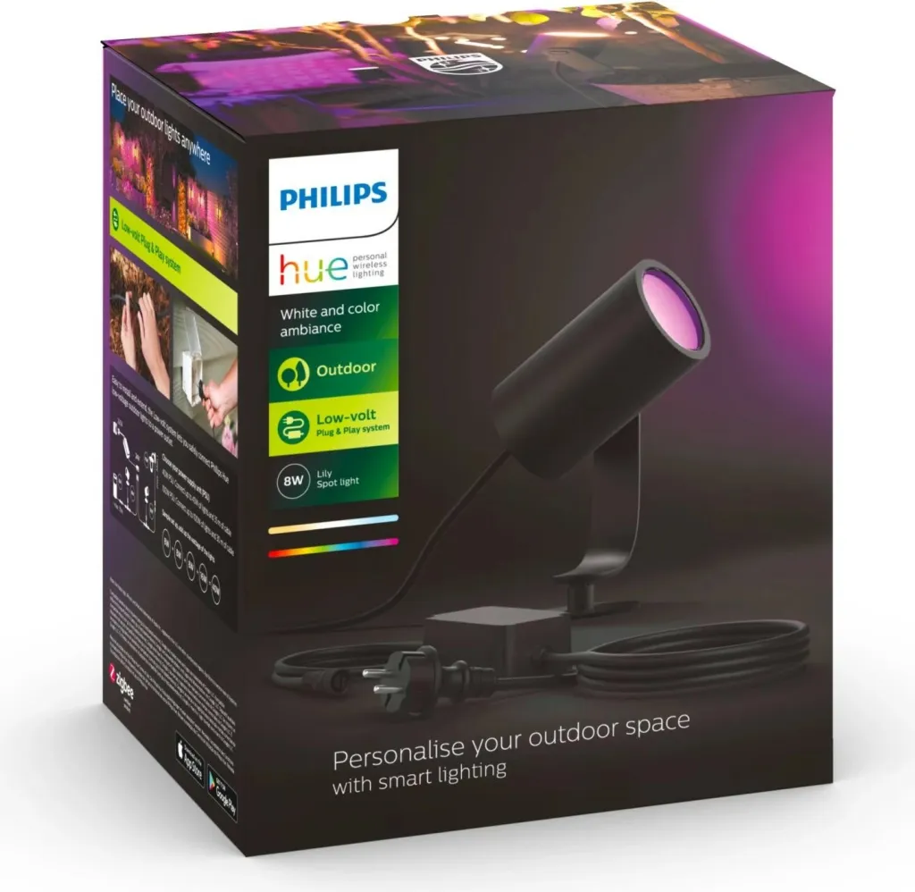 Dritë spot Philips Hue Lily Outdoor, Smart, LED, Alumini, E zezë - 8