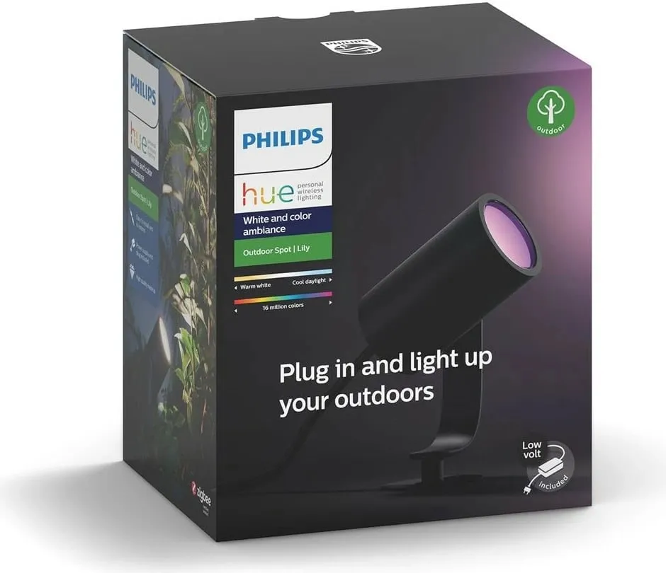 Dritë spot Philips Hue Lily Outdoor, Smart, LED, Alumini, E zezë - 9