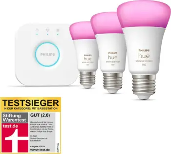 Set ndriçimi smart Philips Hue, E27 9W RGBW, kontroll smart, i bardhë