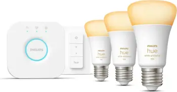 Set ndriçimi smart Philips Hue Starter Kit, 3x llambë E27 8.5W WA BT, bridge dhe switch, e bardhë