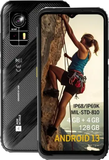 Celular AGM H6 Lite, 8 GB RAM, 128 GB, 50 MP, Android 13, Ngjyrë e zezë, Gri