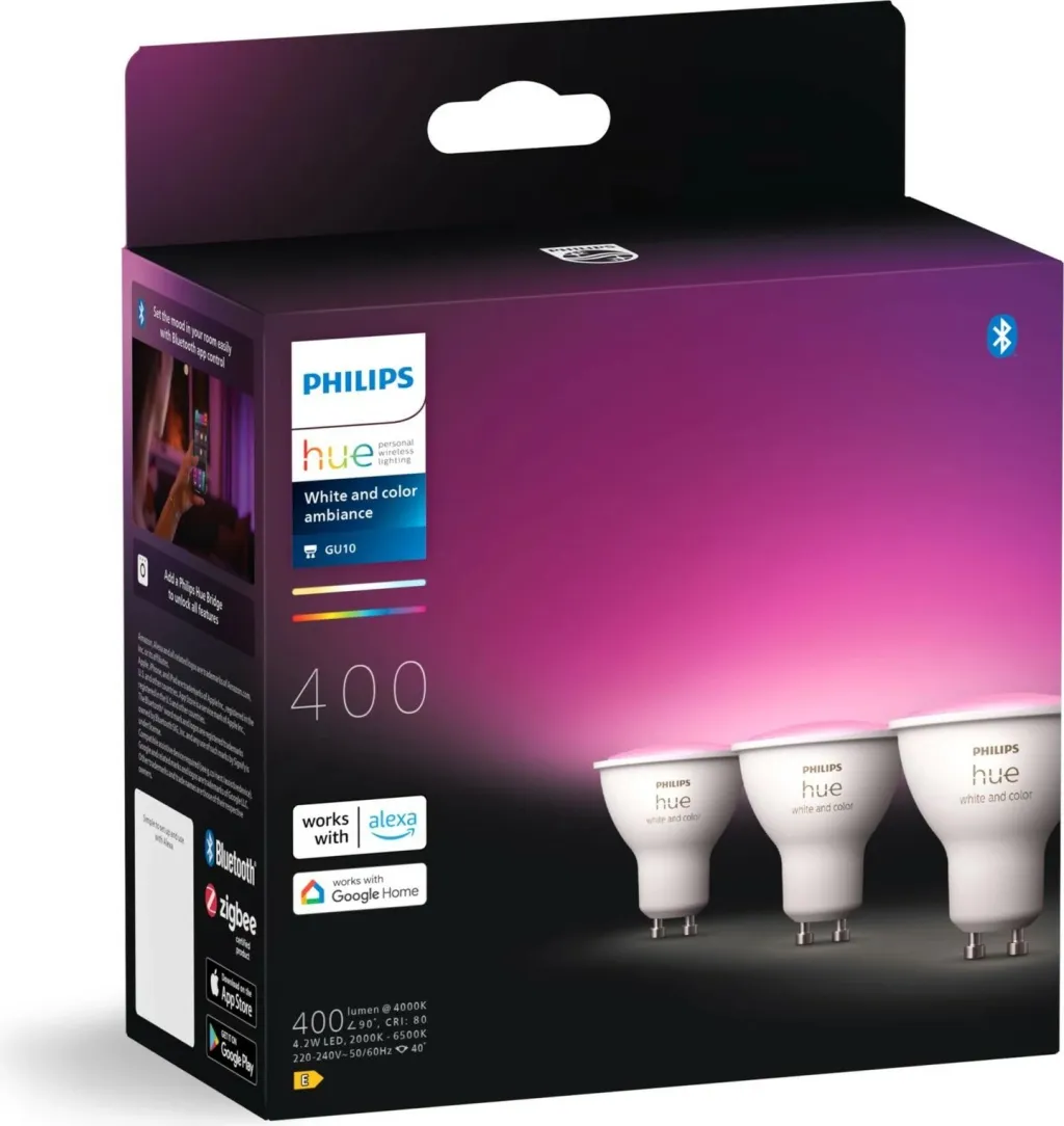 Llambë inteligjente Philips Hue GU10 White and Colour Ambience, 4.2W, e bardhë - 2