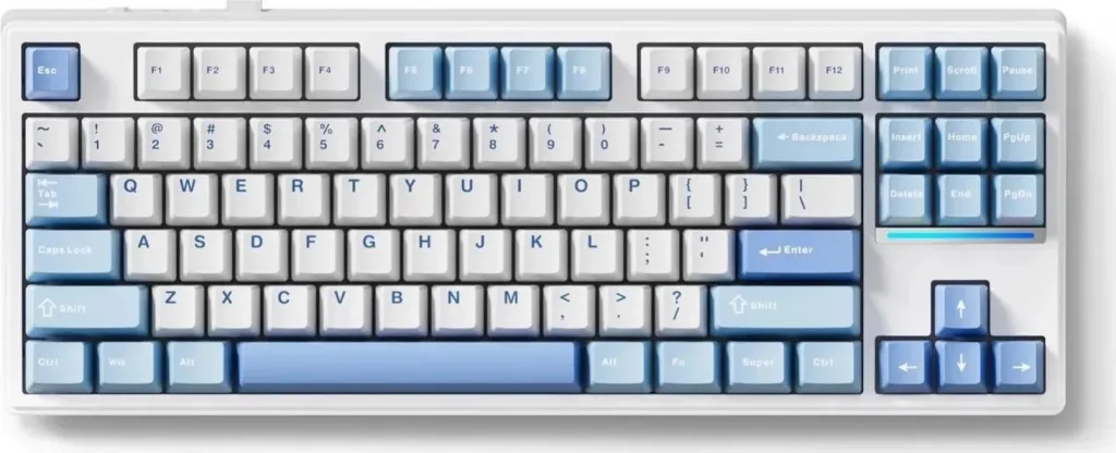 Tastierë Mchose K87, RGB, mekanike, wireless, bardhë-kaltër - 1