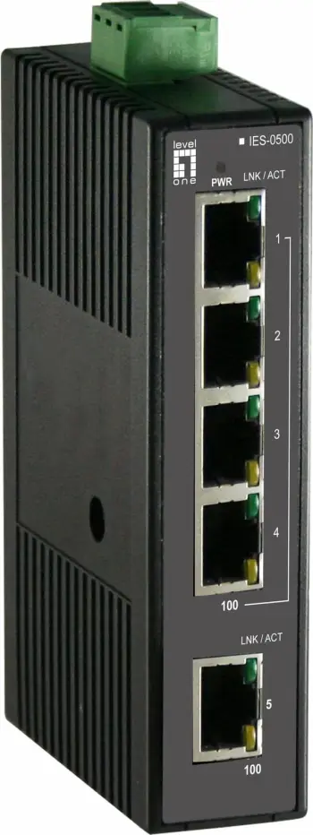 Switch LevelOne IES-0500, 5 porte, Fast Ethernet, DIN-Rail