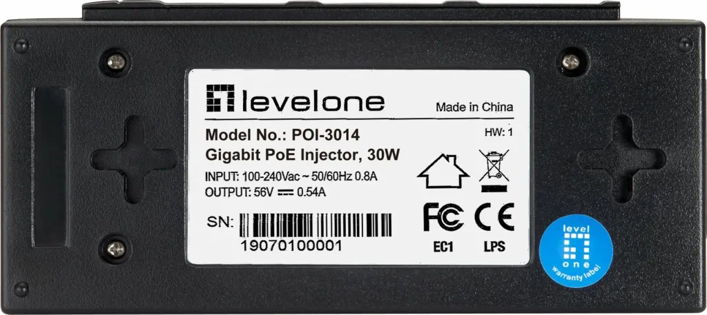 PoE Injector LevelOne POI-3014, Fast Ethernet, Gigabit Ethernet, 10,100,1000 Mbit/s, E zezë - 2