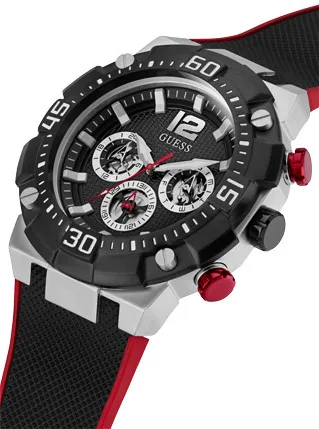 Orë dore për meshkuj Guess Navigator GW0264G1, e zezë/kuqe - 3
