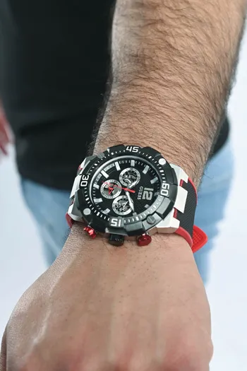 Orë dore për meshkuj Guess Navigator GW0264G1, e zezë/kuqe - 4