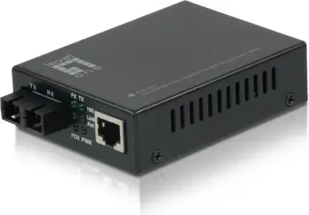 Konvertues media LevelOne RJ45 në SC, Fibër një-modal, 40km, 100 Mbit/s, i zi
