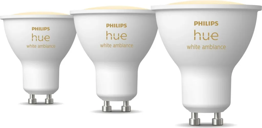 Spot GU10 Philips Hue White Ambiance, 3-pack, Bluetooth/Zigbee, Bardhë - 1