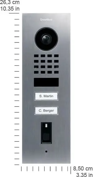 Stacion derë DoorBird D1102FV, 1080p, kënd ultra i gjerë, çelik inox, 2 butona thirrjeje
