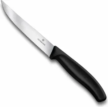 Thikë bifteku Victorinox, e mesme, e valëzuar, e zezë