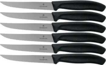 Thika për biftek Victorinox Swiss Classic 6 pjesë, e zezë