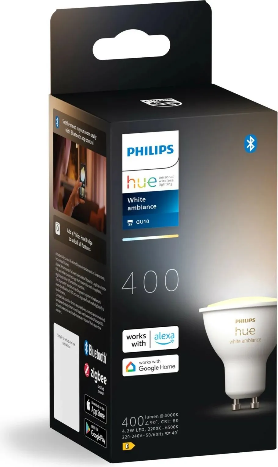 Spot i mençur Philips Hue White Ambience GU10, Bluetooth/Zigbee, i bardhë - 2