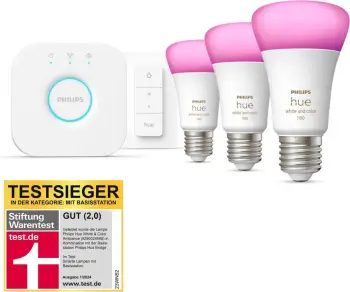Set llampa smart Philips Hue White and Colour Ambiance, 3x E27 1100lm, me Dimmer Switch