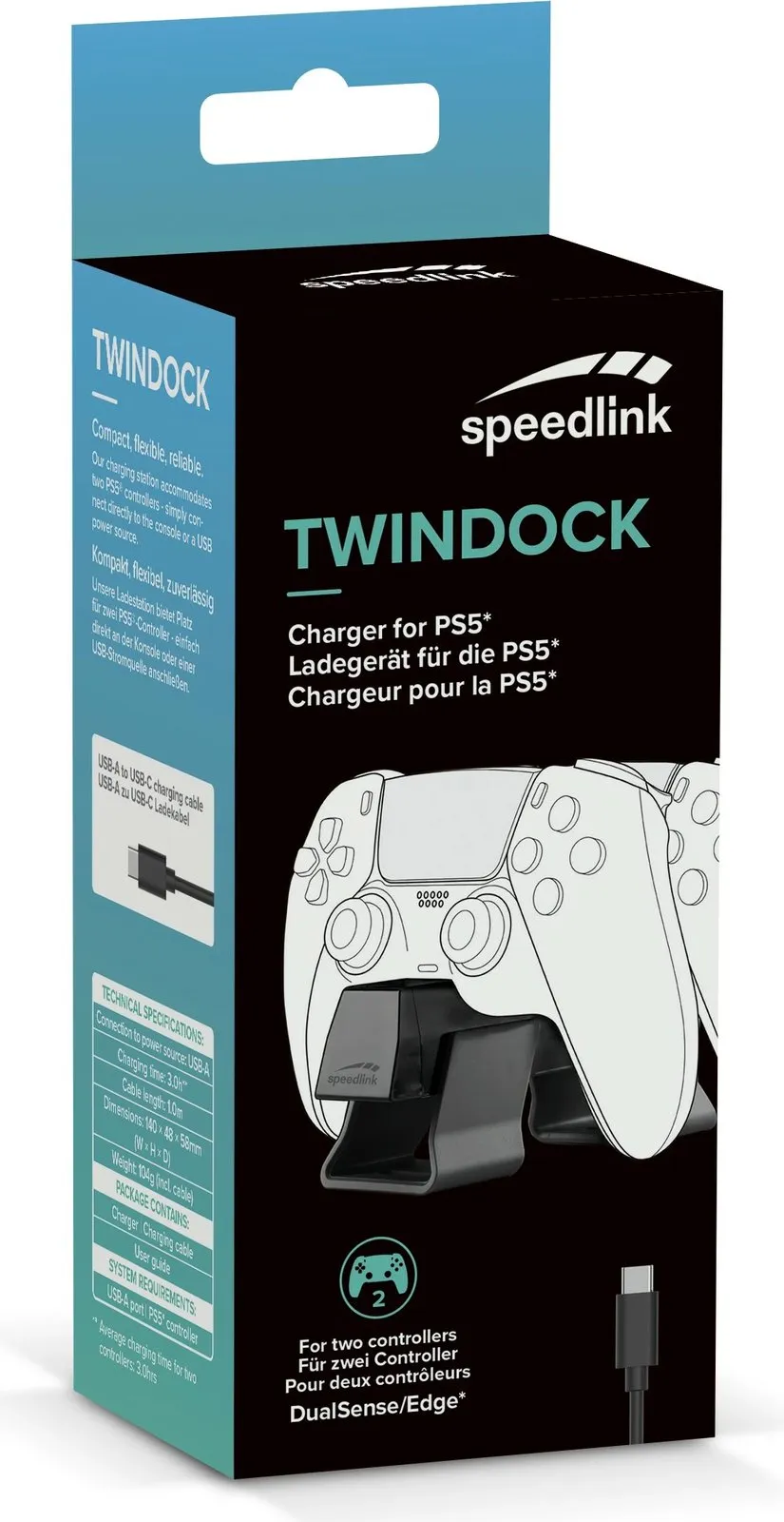 Stacion karikimi Speedlink TWINDOCK, PlayStation 5, i zi - 7