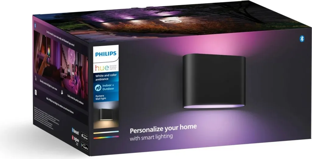 Dritë muri smart Philips Hue, Dymera, LED, Bluetooth, e zezë - 4
