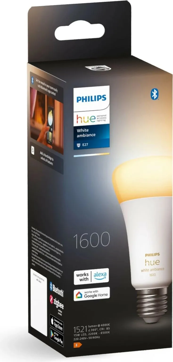 Llambë smart Philips Hue White ambience A67, LED, E27, Bluetooth/Zigbee, e bardhë - 3