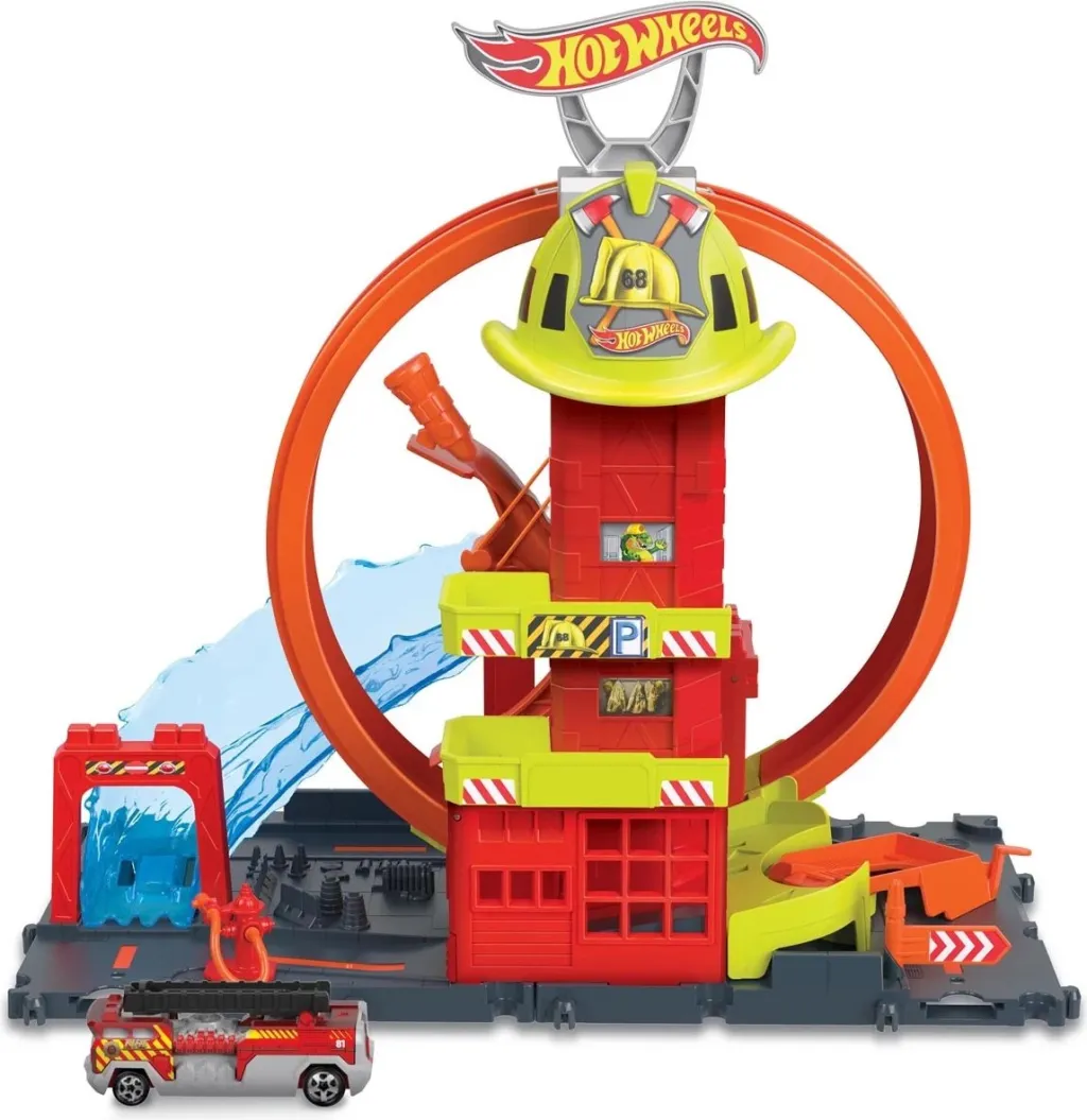 Set lodër për fëmijë Hot Wheels City Super Loop Fire Station Playset - 1