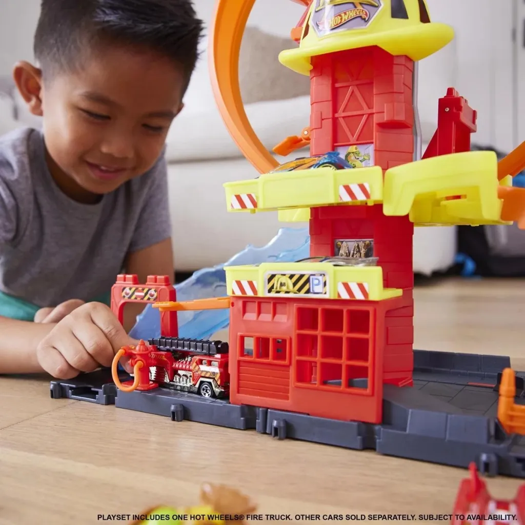 Set lodër për fëmijë Hot Wheels City Super Loop Fire Station Playset - 2