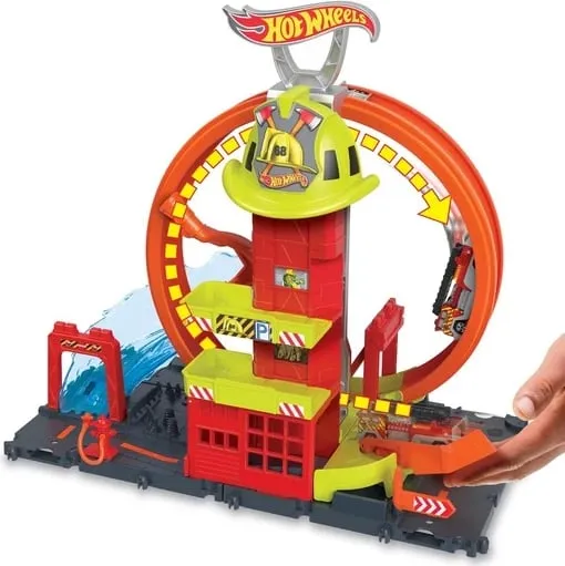 Set lodër për fëmijë Hot Wheels City Super Loop Fire Station Playset - 4