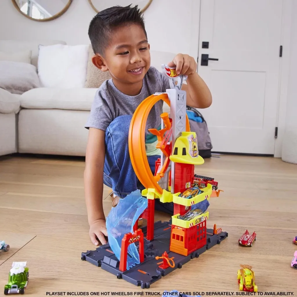 Set lodër për fëmijë Hot Wheels City Super Loop Fire Station Playset - 5
