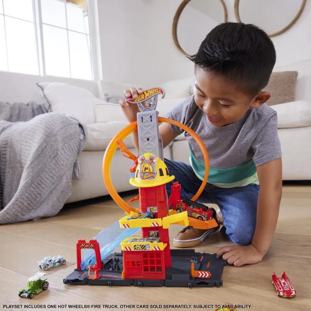 Set lodër për fëmijë Hot Wheels City Super Loop Fire Station Playset - 6