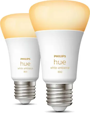 Llambë smart Philips Hue White ambience A60, E27, 800 (2-pack), Bluetooth/Zigbee, Bardhë