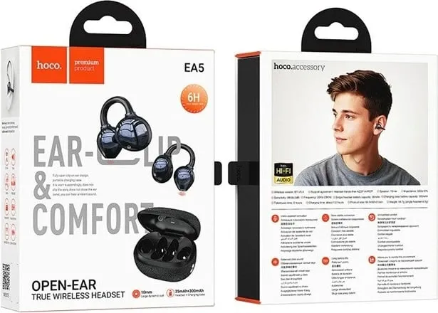 Kufje wireless HOCO EA5 DUKE III, open-ear, Bluetooth, të zeza - 3