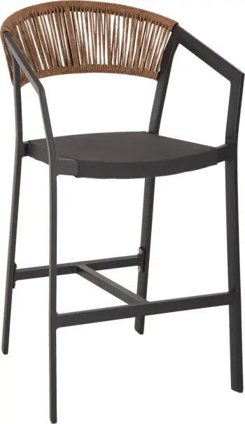 Karrige për bar alumini antracit FH5892.11 lartësi mesatare me krahë-rattan&textline 56,5x57x99,5Hcm
