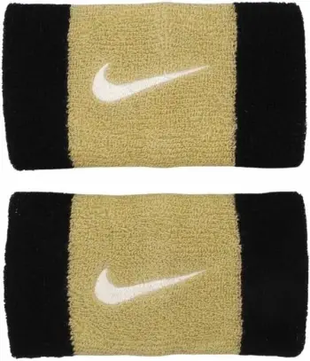 Doreza sportive Nike Swoosh Doublewide, set 2 copë, material pambuk elastik, të zeza