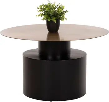 Tavolinë kafeje CUTTY FH9722 metalike, ngjyrë e zezë dhe bronz antik, Φ76x45.5H cm