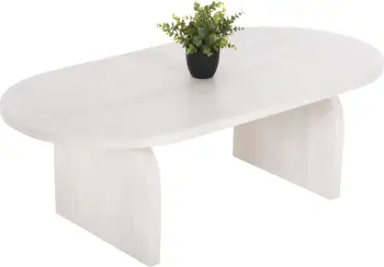 Tavolinë kafeje ovale HONKY FH9691 dru mango masiv ngjyrë bardhë 120x60x40H cm