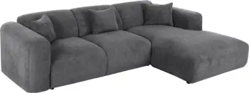 Divan qoshe BRICKEN FH3275.04R, pëlhurë antracit, 110-282x98-160x72H cm