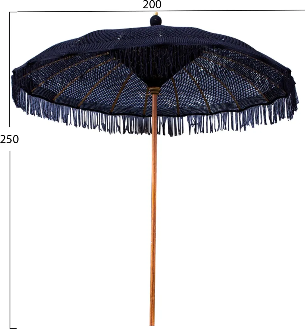 Çadër luksoze, FH6035.03, ngjyrë e zezë, macrame, dru teak dhe bambu, Φ200X250 - 2