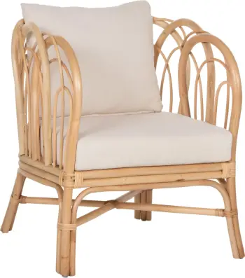 Karrige e uljes ESTOR FH9817 rattan, jastëk natyral-bardhë, 78x75x92H cm