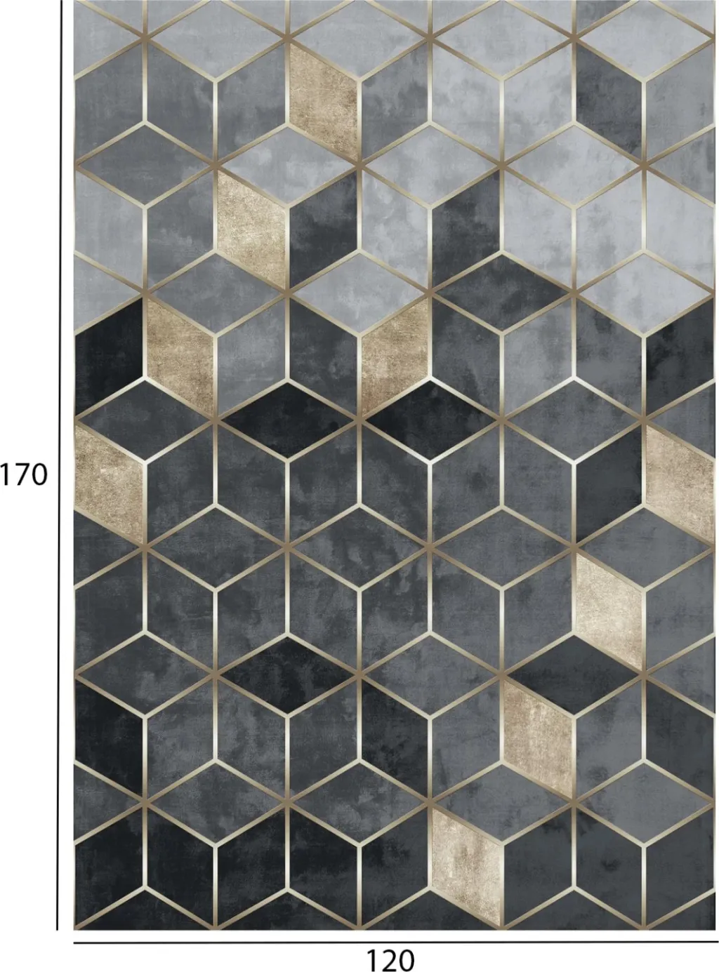 Tepih JOSIANE FH7677.18, 120x170cm, gri-ari, me franja - 2