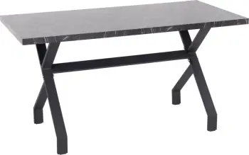 Tavolinë kuzhine LANA, pamje mermeri të zi, këmbë metali të zeza, FH18221.02, 140x70x72.5 cm