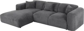 Divan qoshe, BRICKEN FH3275.04L, pëlhurë antracit, 110-282x98-160x72H cm