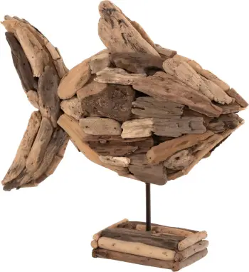Dekor tavoline peshk, FH4271, dru natyral, 40x12x40 cm