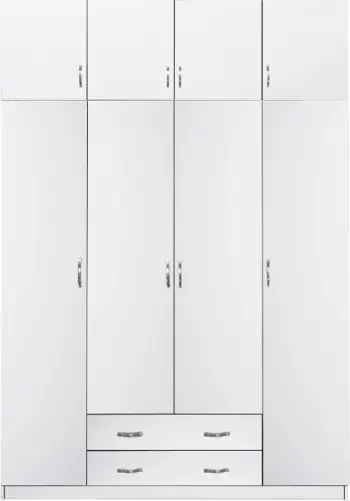 Dollap AZALEA me kabinet të sipërm shtesë 4-fletësh FH11224.05 melaminë në të bardhë 200x55.5x240Hcm