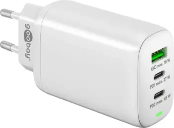 Karikues Goobay 61759, 3 porta USB, Quick Charge 3.0, i bardhë