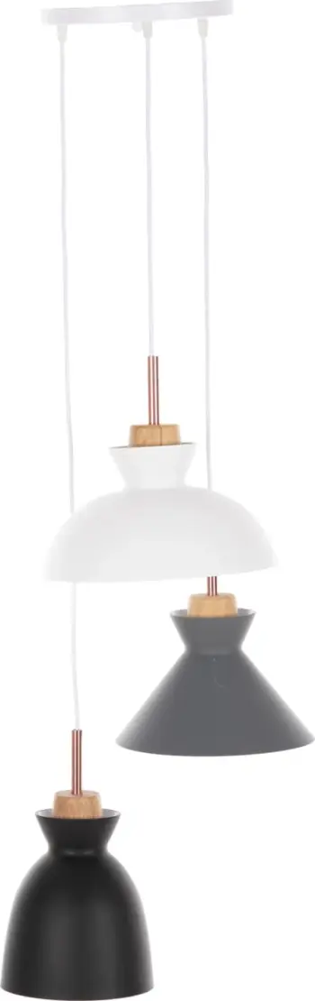 Llambadar tavanor 3-dritash FH4142 metalik në të zezë-gri-bardhë 120H cm